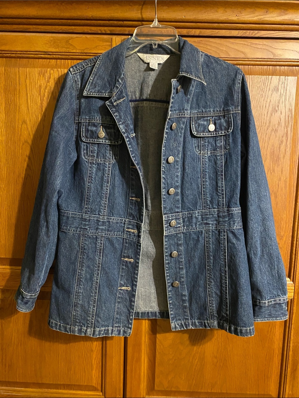 Casual Corner Medium Blue Denim Jacket with Button Front